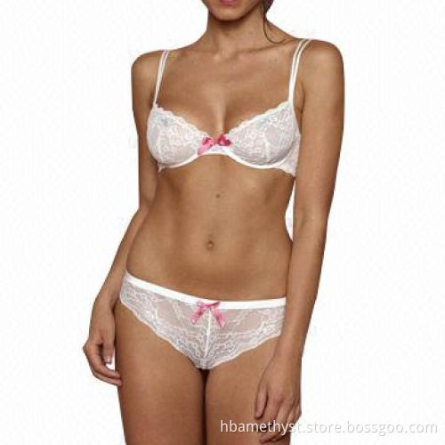 Lace mesh lingerie set, removable straps